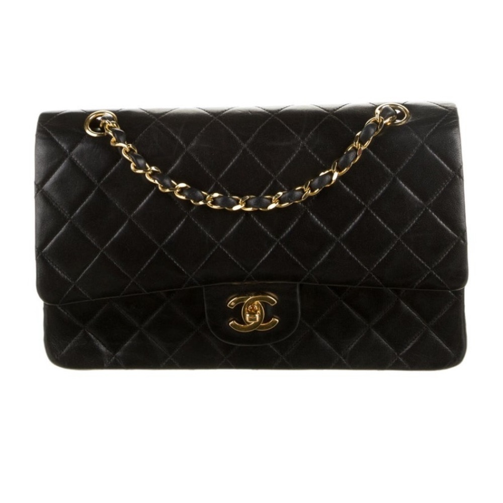 Chanel classic double flap medium black handbag vintage